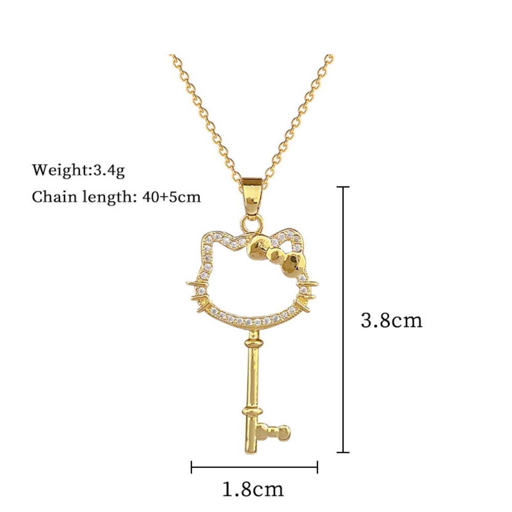 14k gold hello kitty key diamond necklace - Picture 6 of 6